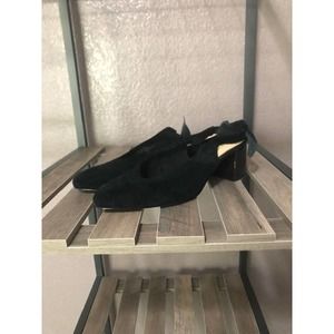 NEW Bella Vita Sling back Block Heel Pumps Pointed Bow Edgy Sexy Black 8 1/2M